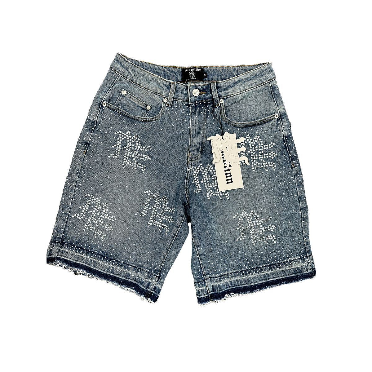 'ME' Rhinestone Blue Denim Shorts ('ME' Rhinestone Blue Denim Shorts)