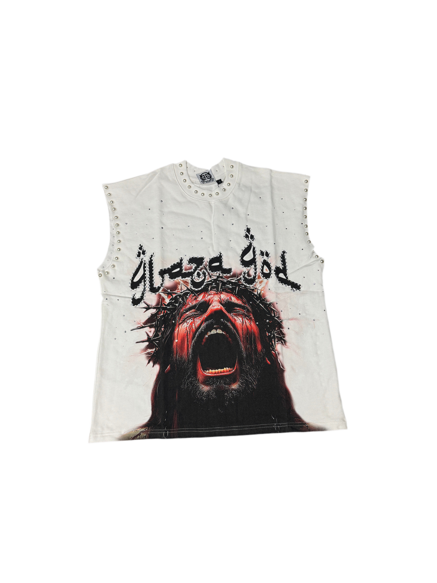 GLAZAGOD JESÚS WEPT Sleeveless (blanco)