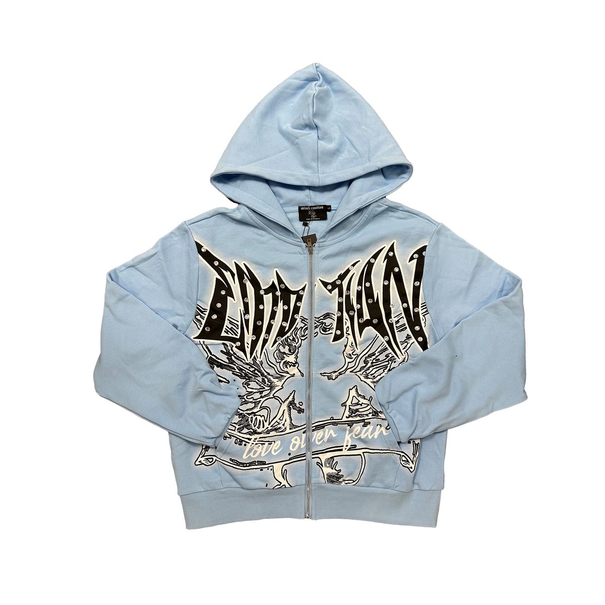 Blue Graffiti Zipper Hoodie (Blue Graffiti Zipper Hoodie)