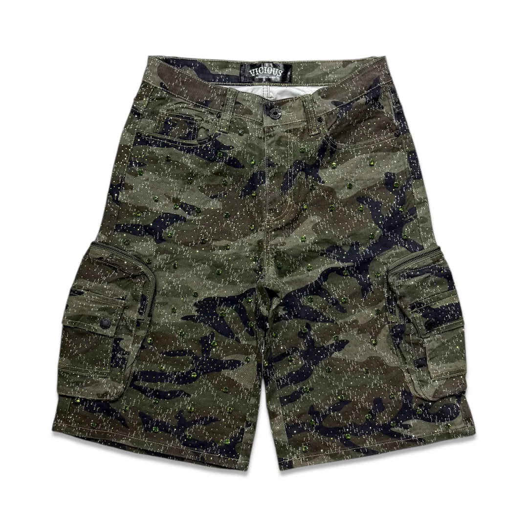 Denim Men's Embellished cargo shorts - camo
