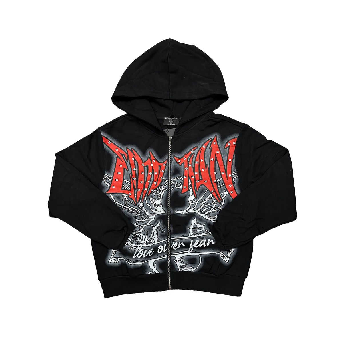 Black Graffiti Zipper Hoodie (black graffiti zipper hoodie)