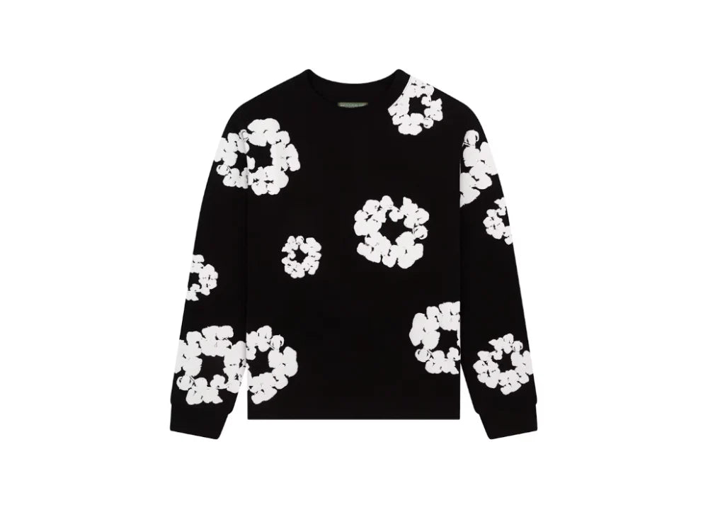 Denim Tears Long Sleeve Cotton Wreath Tee Black