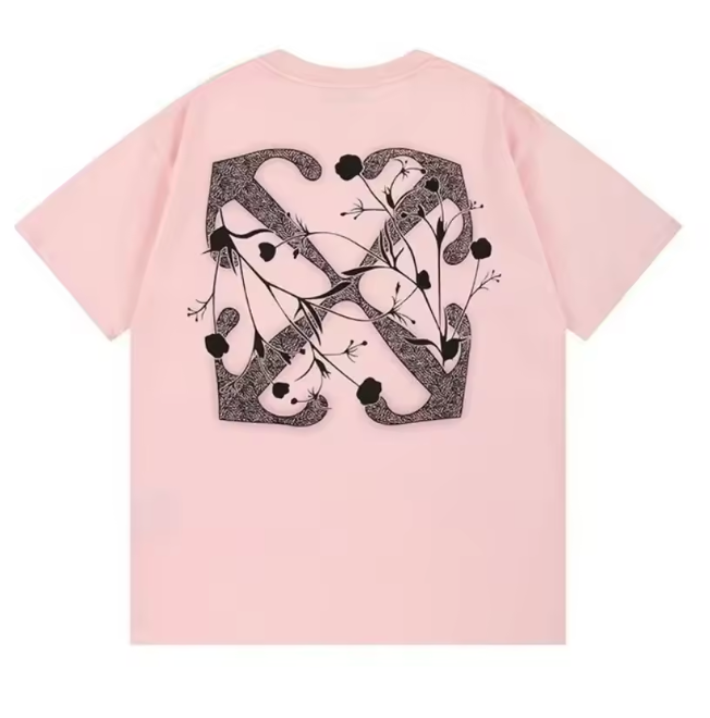 Off-white Flower Arrow Printed Cotton Pink