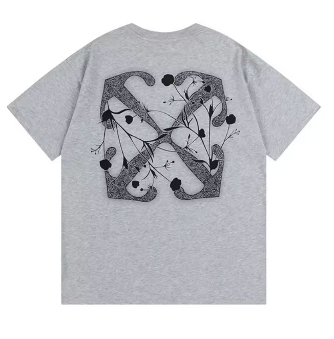 Off-white Flower Arrow Printed Cotton Grey