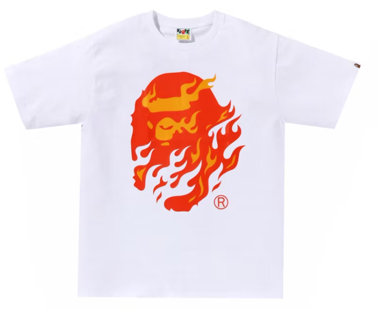 BAPE Flame Ape Head Tee White/Red