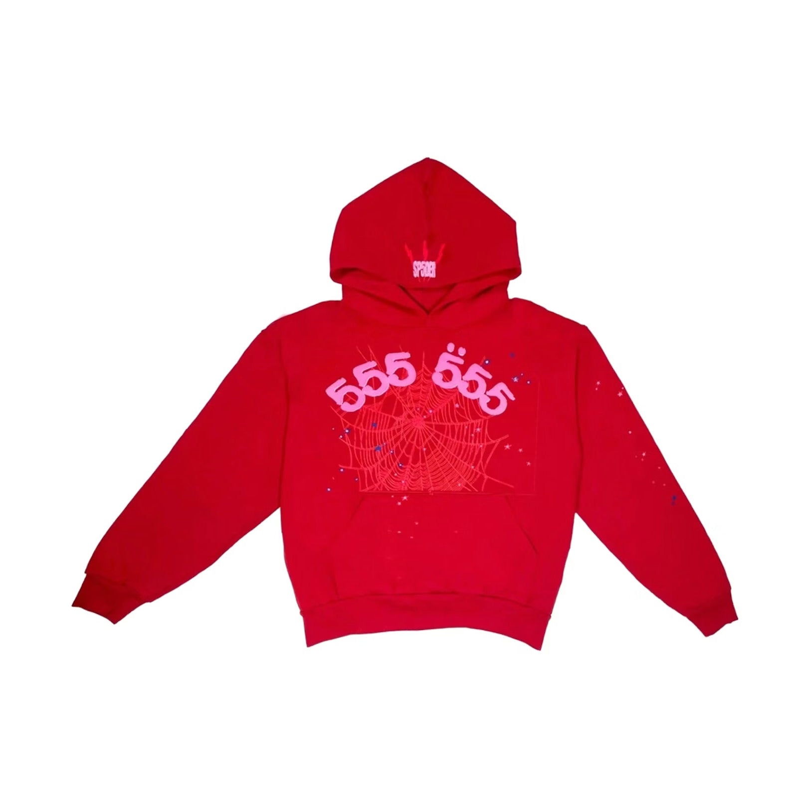 Sp5der Worldwide Red Angel Number 555 Hoodie Red