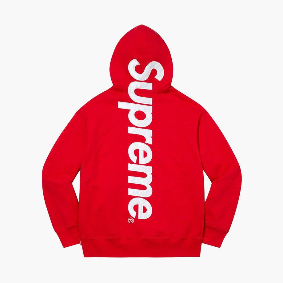 Supreme Satin Appliqué Hooded Sweatshirt Red
