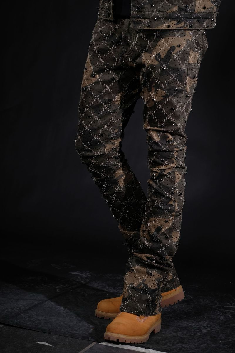 EMBELLISHED FLARED DENIM