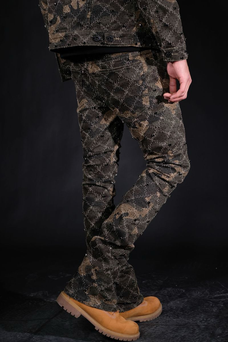 EMBELLISHED FLARED DENIM
