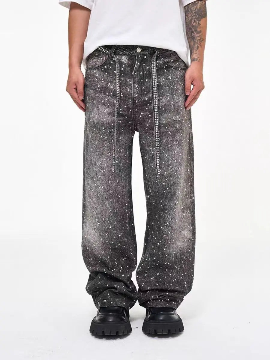Black Icon Rhinestone Jean Black