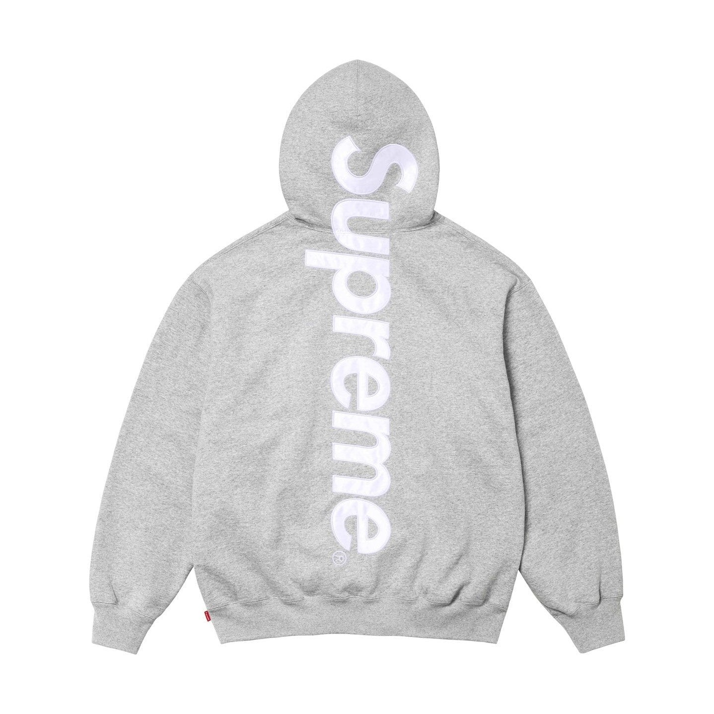 Supreme Satin Appliqué Hooded Sweatshirt Grey