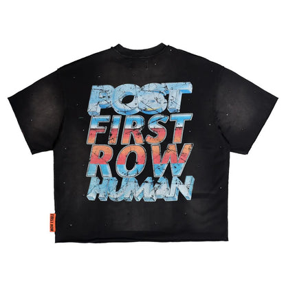 FIRST ROW POST HUMAN FULLY OPERATIONAL WASHED CROPPED TEE