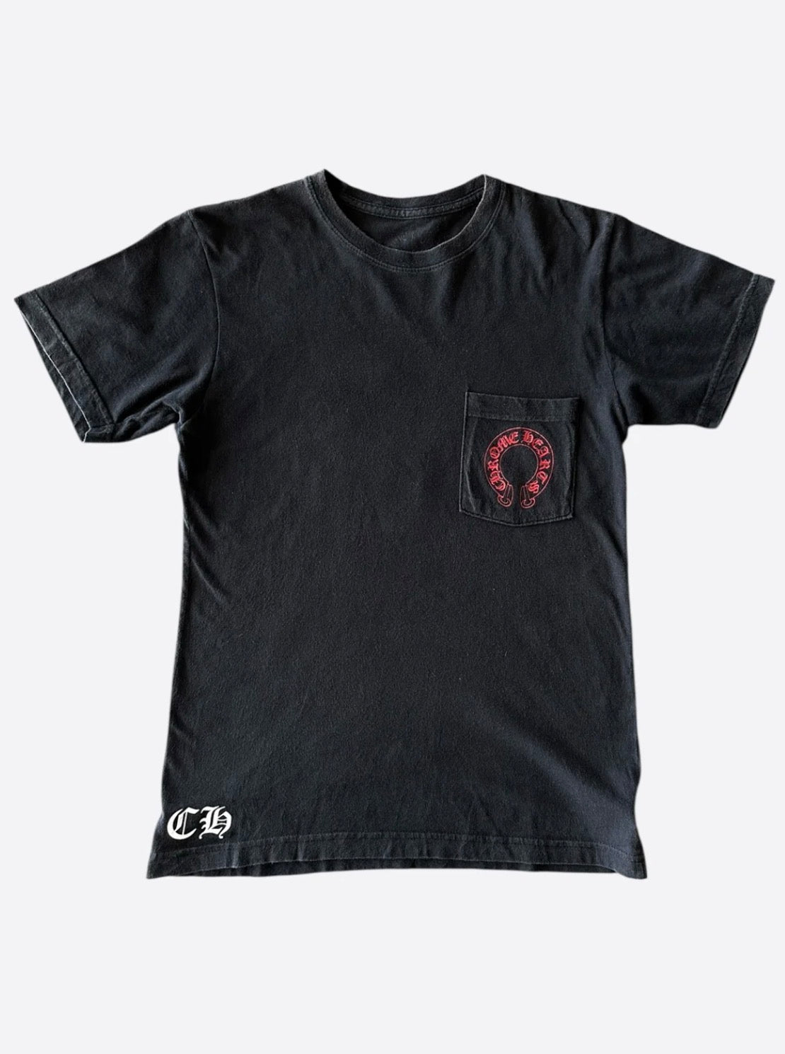 Chrome Hearts Black & Red Cemetery Horseshoe Logo | T-Shirt