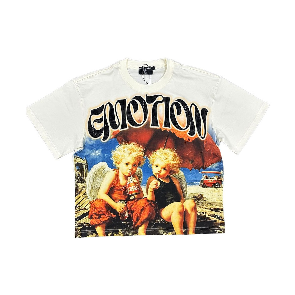 Twin' Rhinestone Cream Tee ('Twin' Rhinestone Cream Tee)