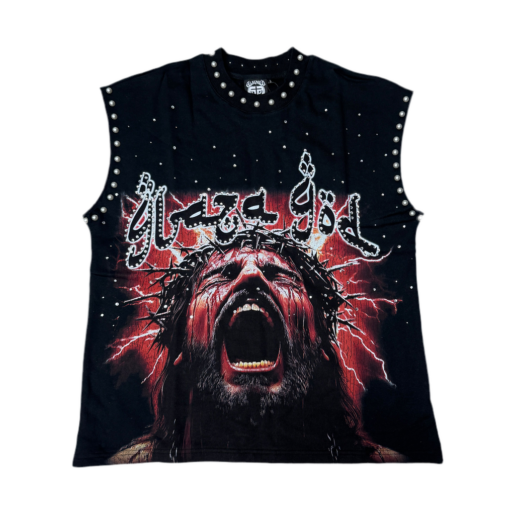GLAZAGOD JESÚS WEPT Sleeveless (negra)