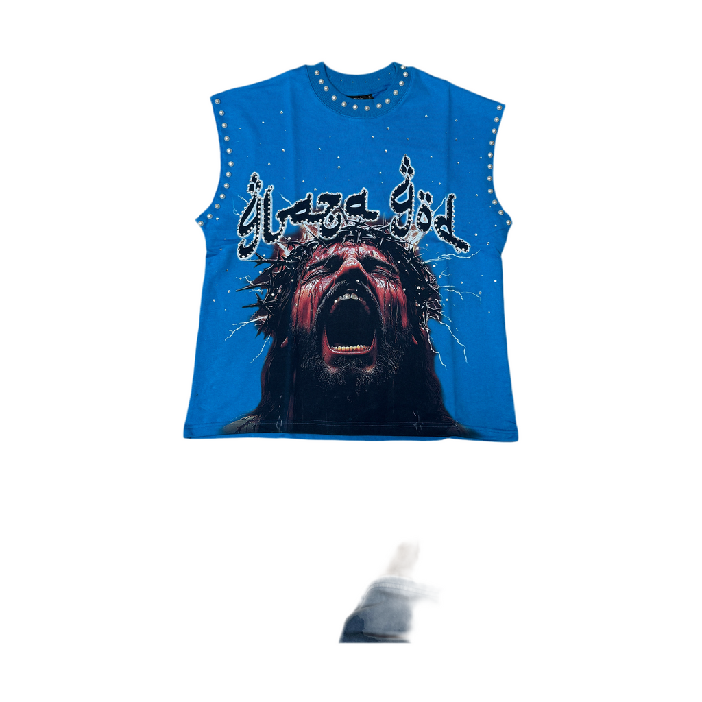 GLAZAGOD JESÚS WEPT Sleeveless (azul)