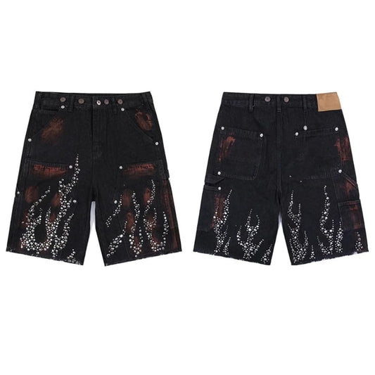 Hellstar Fire Diamond Demin Jorts Black