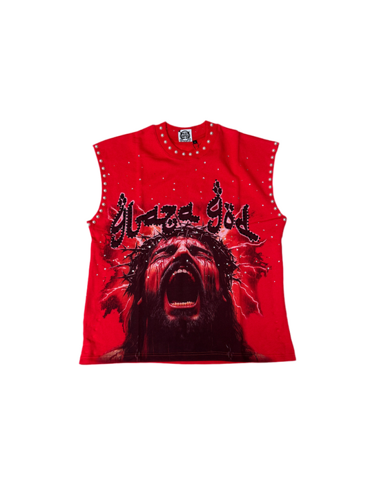 GLAZAGOD JESÚS WEPT Sleeveless (rojo)