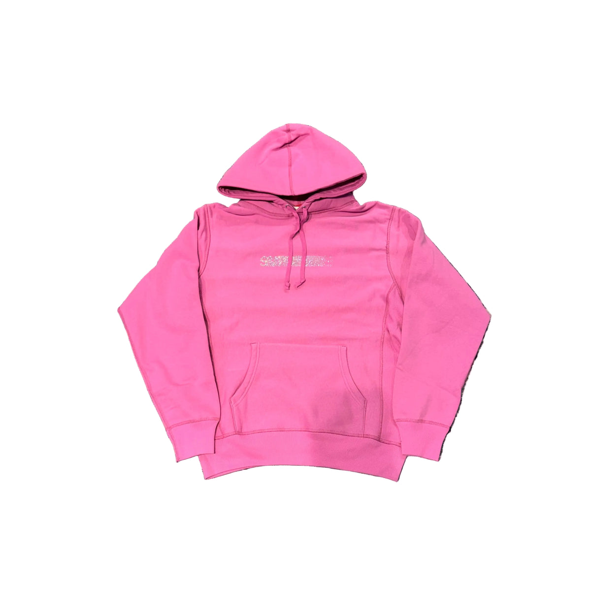 Supreme Bling Logo Box Grey Hoodie Pink