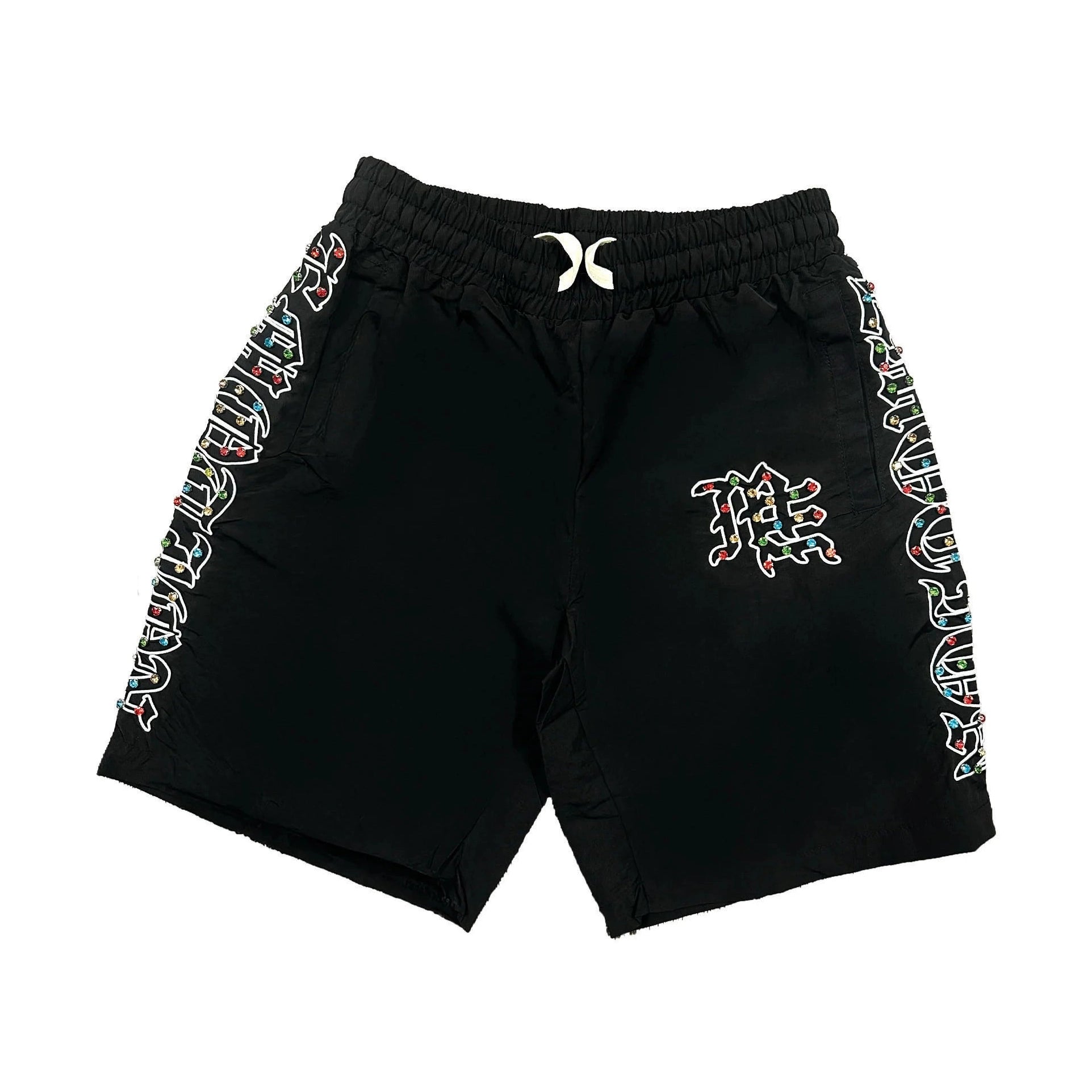 “Me” Nylon Rhinestone Shorts