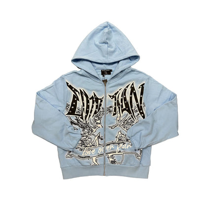 Blue Graffiti Zipper Hoodie (Blue Graffiti Zipper Hoodie)