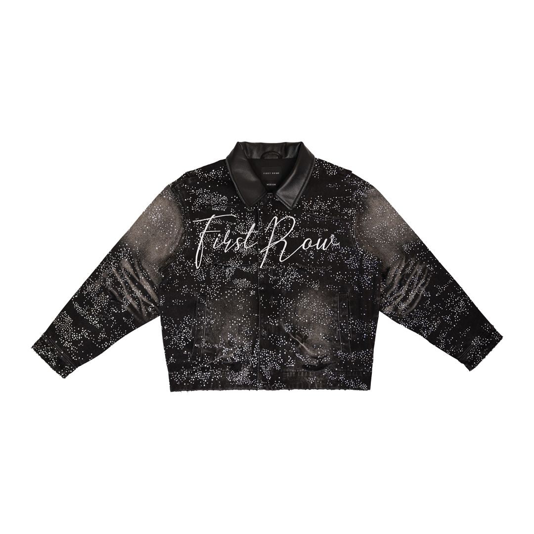 First Row ALLOVER RHINE STONE BLACK WORKWEAR JACKET