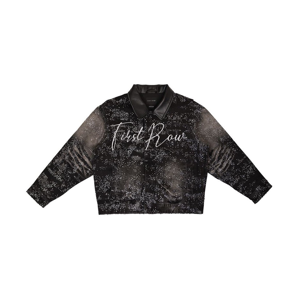 First Row ALLOVER RHINE STONE BLACK WORKWEAR JACKET