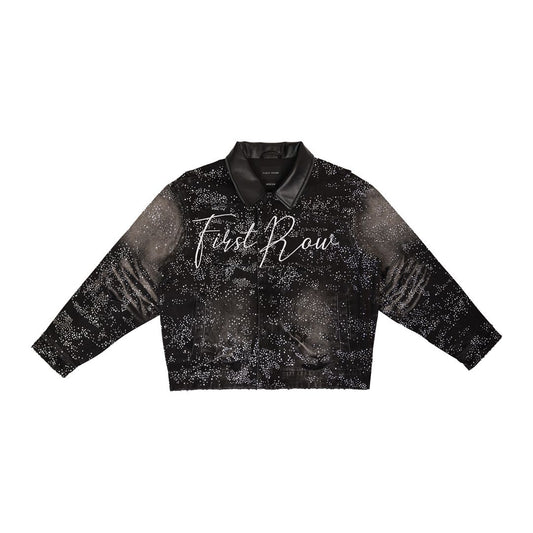 First Row ALLOVER RHINE STONE BLACK WORKWEAR JACKET