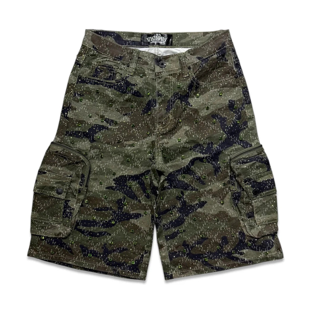 Denim Men's Embellished cargo shorts - camo
