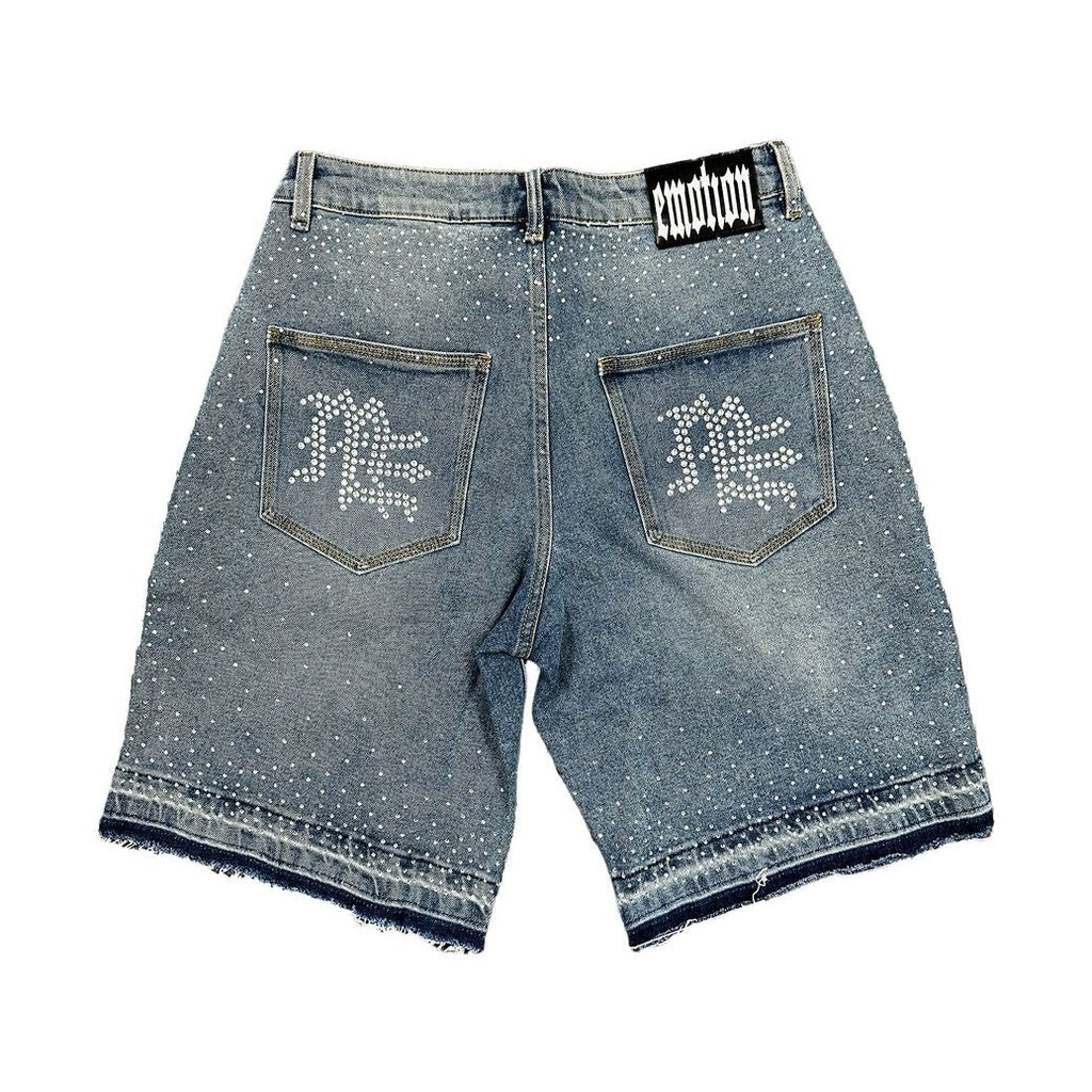 'ME' Rhinestone Blue Denim Shorts 'ME' Rhinestone Blue Denim Shorts
