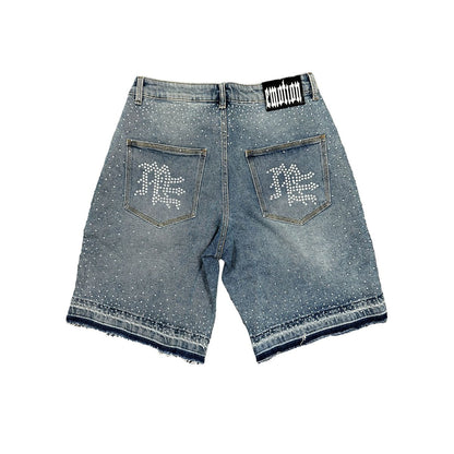 'ME' Rhinestone Blue Denim Shorts ('ME' Rhinestone Blue Denim Shorts)