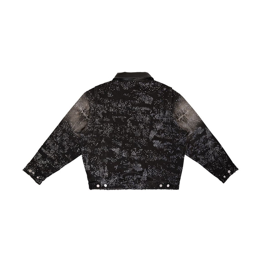 First Row ALLOVER RHINE STONE BLACK WORKWEAR JACKET