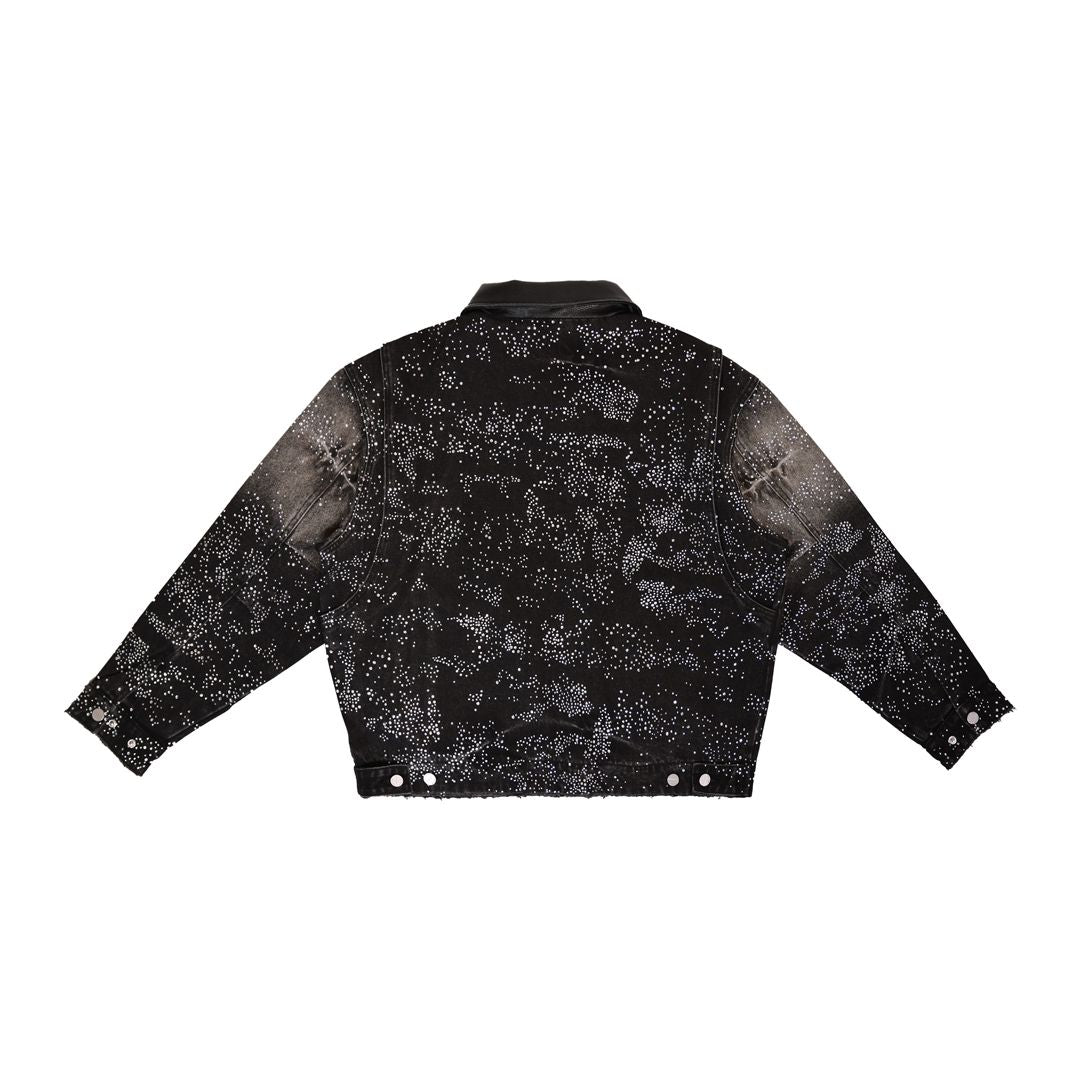 First Row ALLOVER RHINE STONE BLACK WORKWEAR JACKET