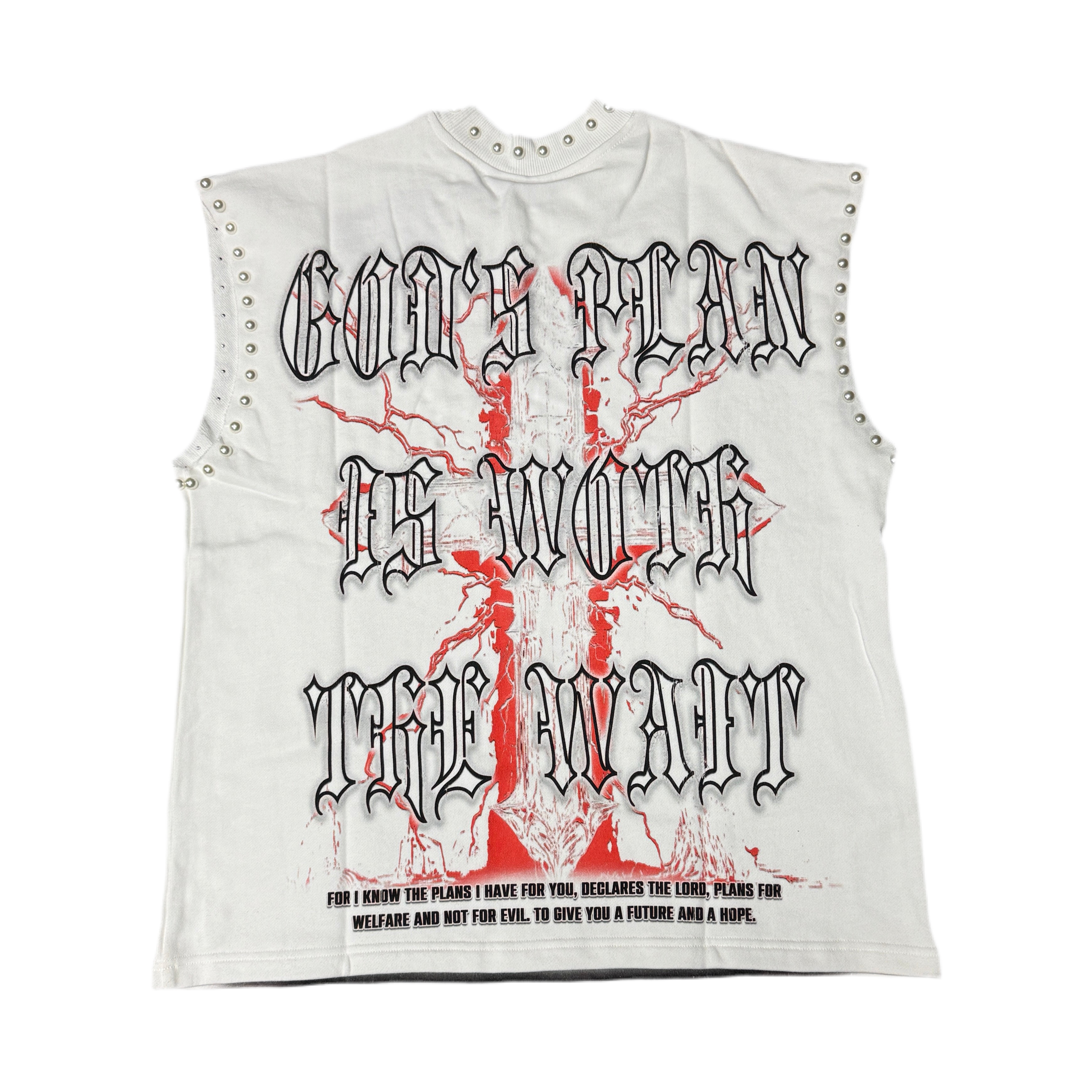 GLAZAGOD JESÚS WEPT Sleeveless (blanco)