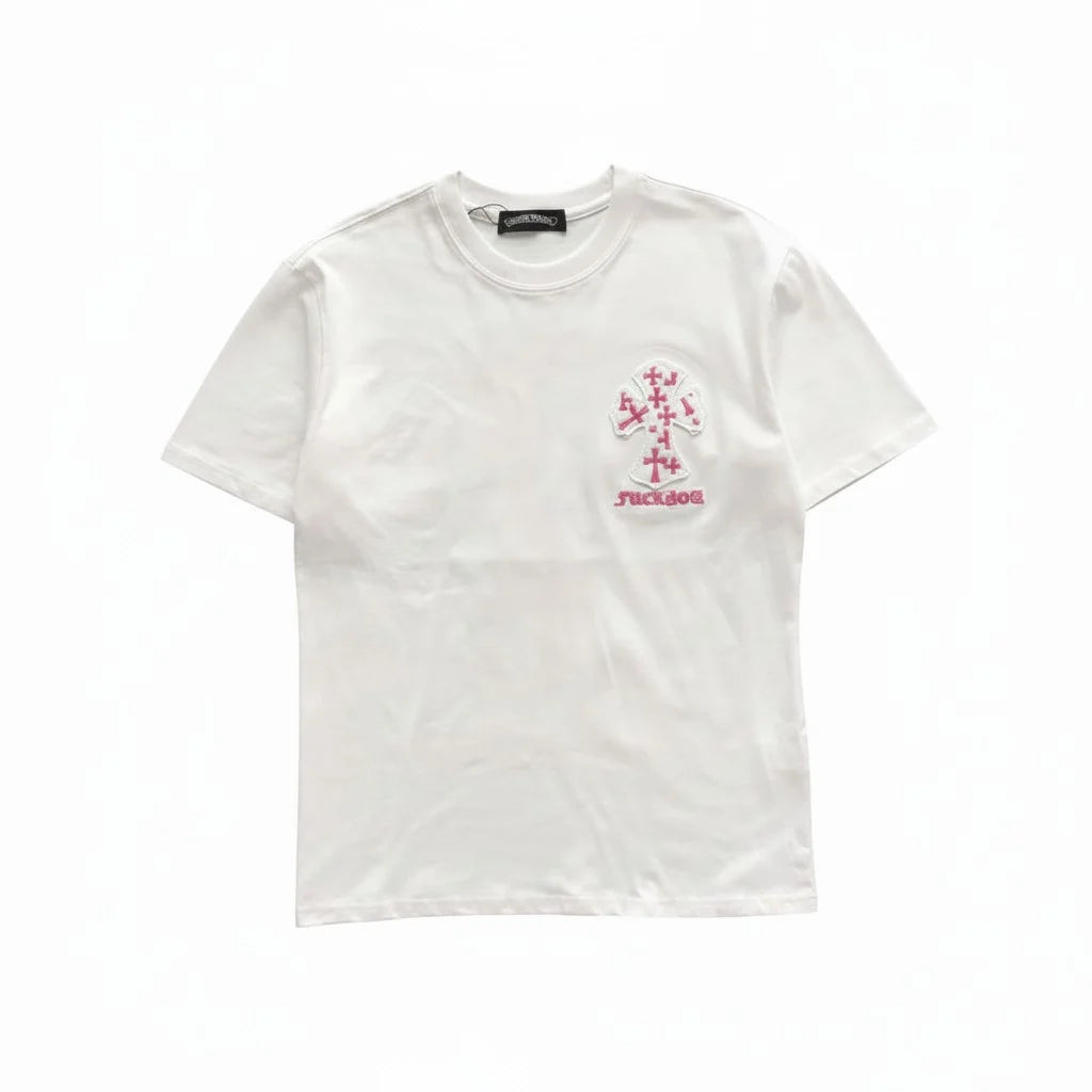 Chrome Hearts Cross pink T-shirt White