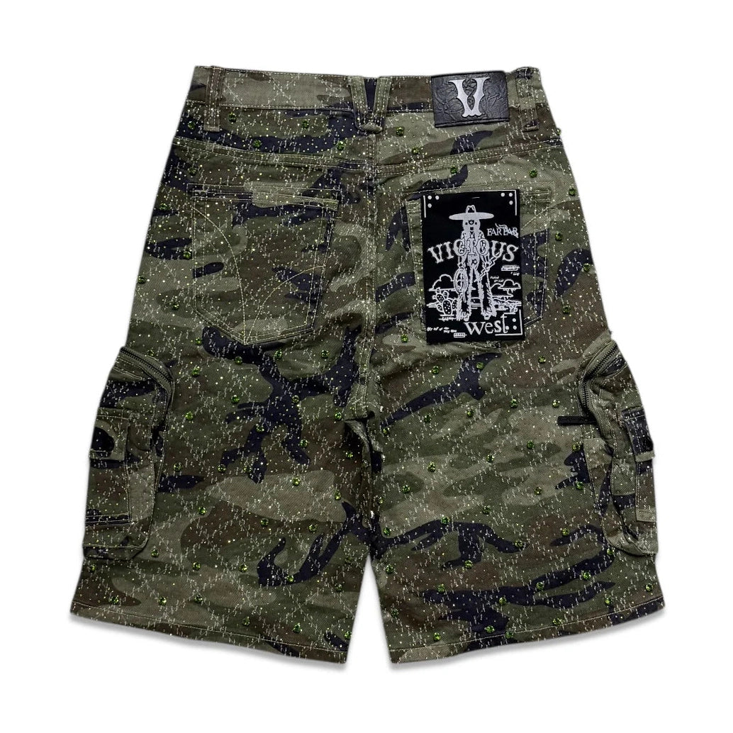 Denim Men's Embellished cargo shorts - camo