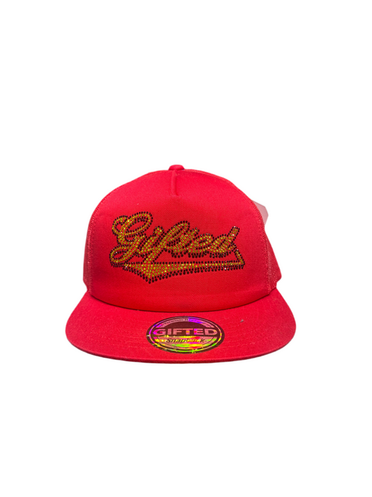 GORRA GIFTED DIAMANTE (rojo/oro)