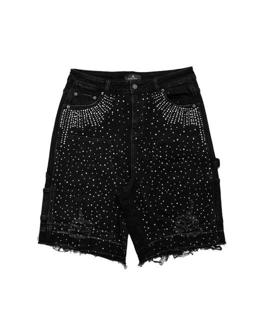 PAPER MONEY CRYSTALIZED SHORTS JET BLACK
