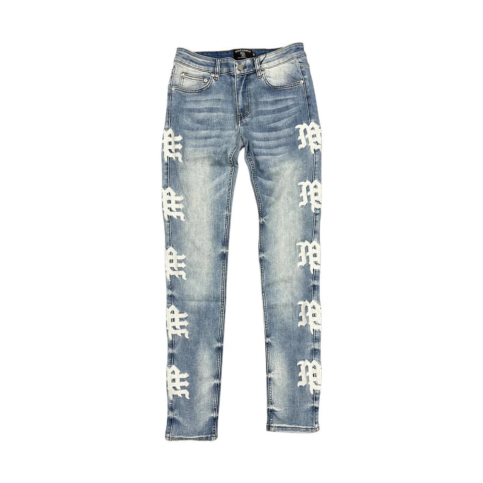 MIXED EMOTION Monogram Denim Blue Wash