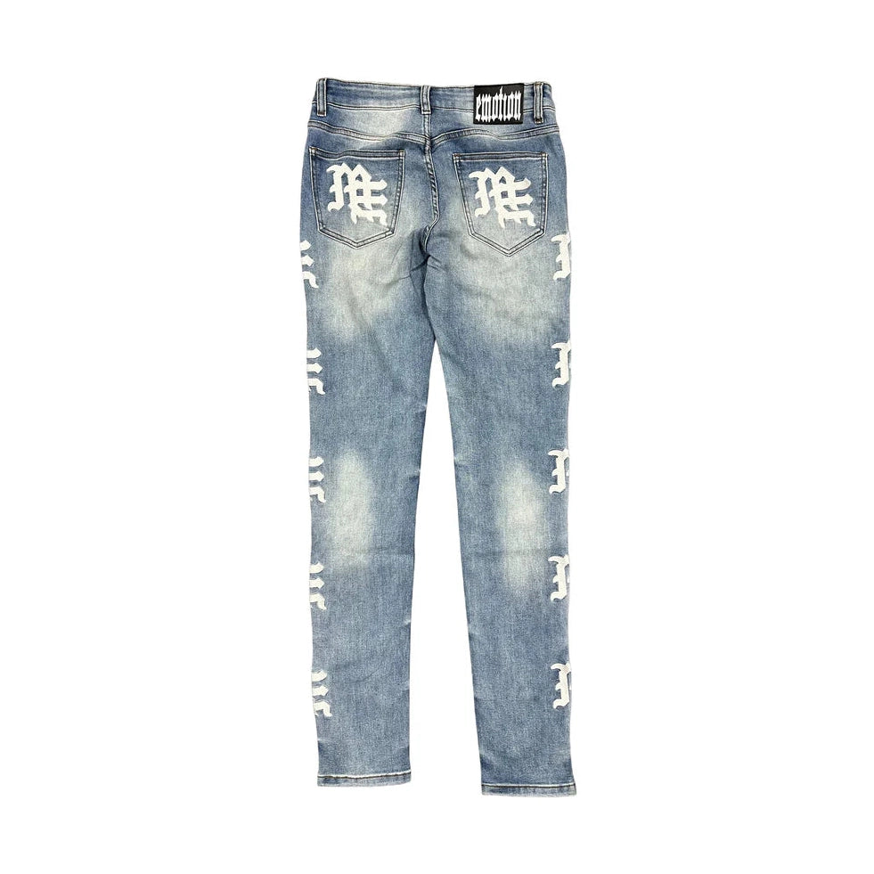 MIXED EMOTION Monogram Denim Blue Wash