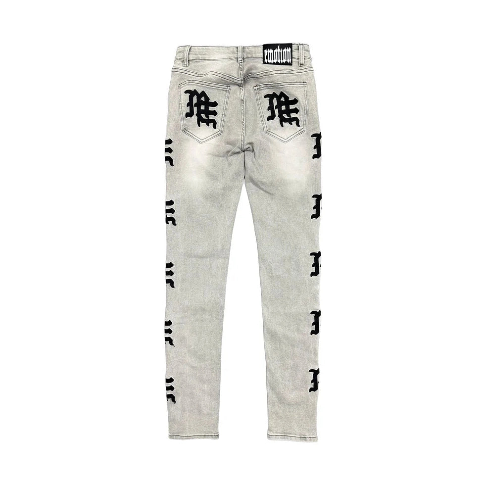 MIXED EMOTION Monogram Denim Grey Wash