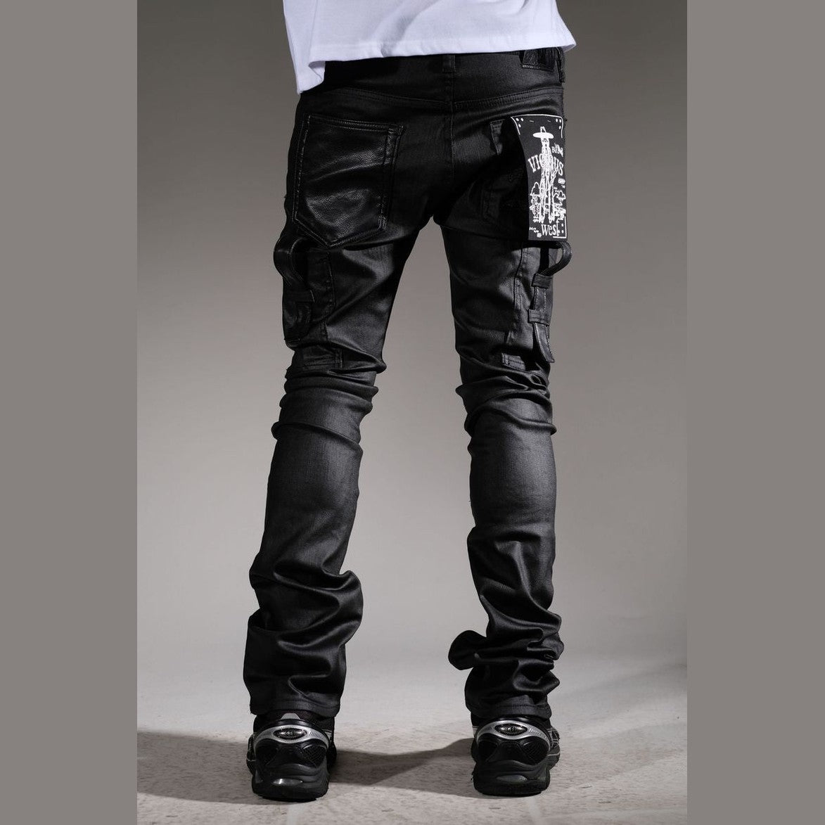 STACKED WAXED BLACK COATED DENIM - VC791