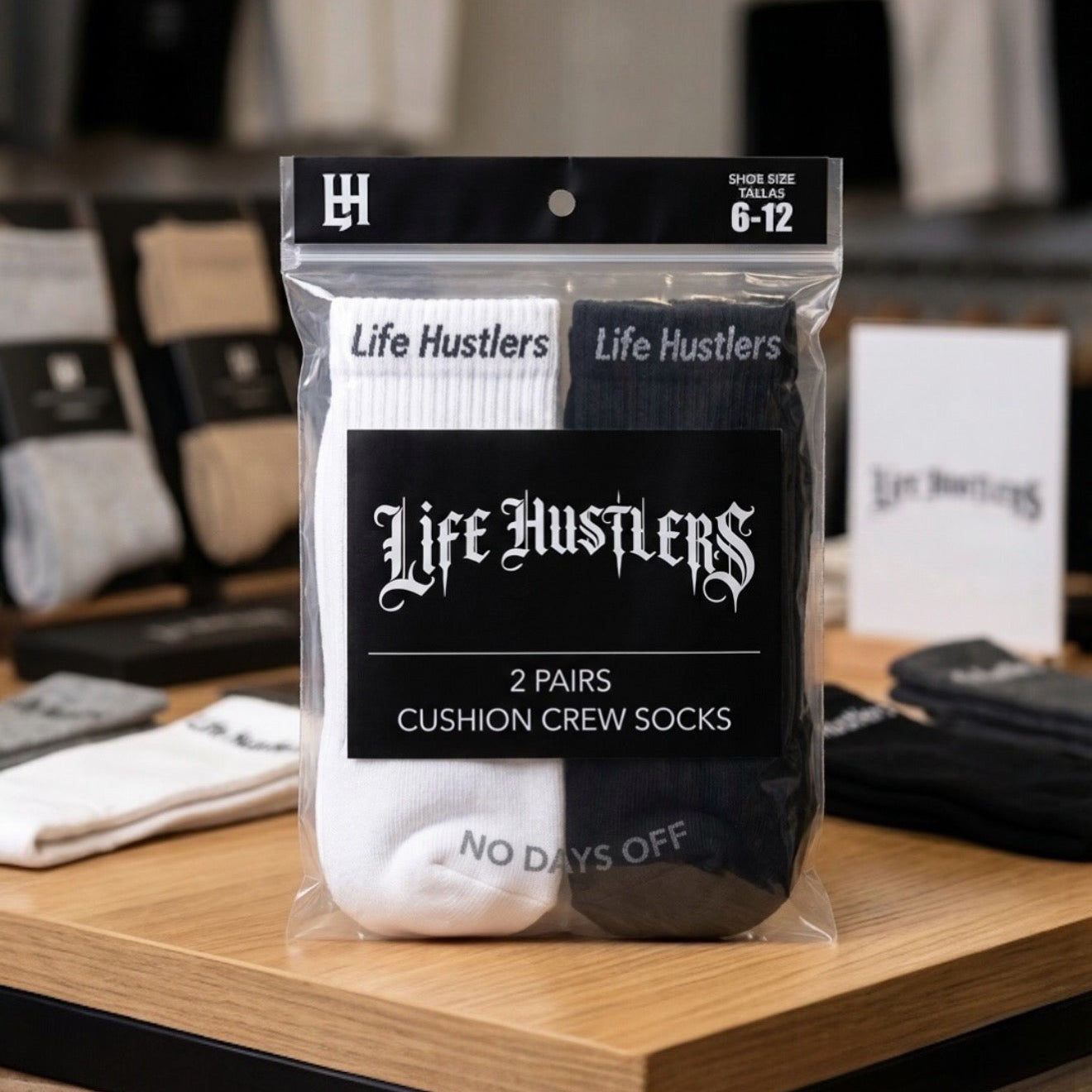 Life Hustlers “Essential Socks” Socks 2 PAIRS ONE WHITE ONE BLACK