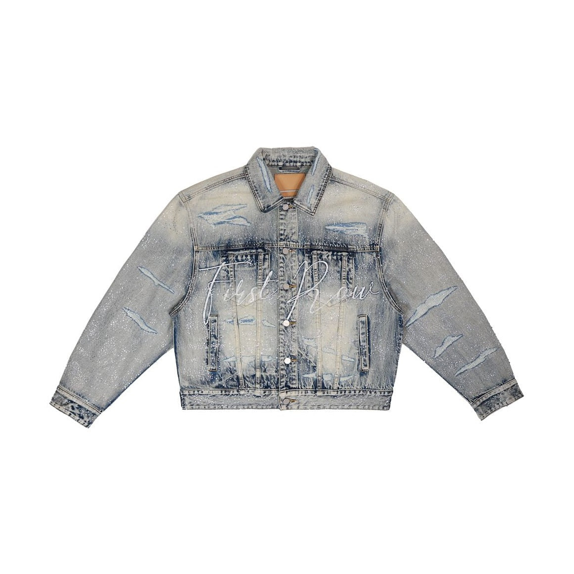 First Row ALLOVER RHINE STONE DENIM TRUCKER JACKET