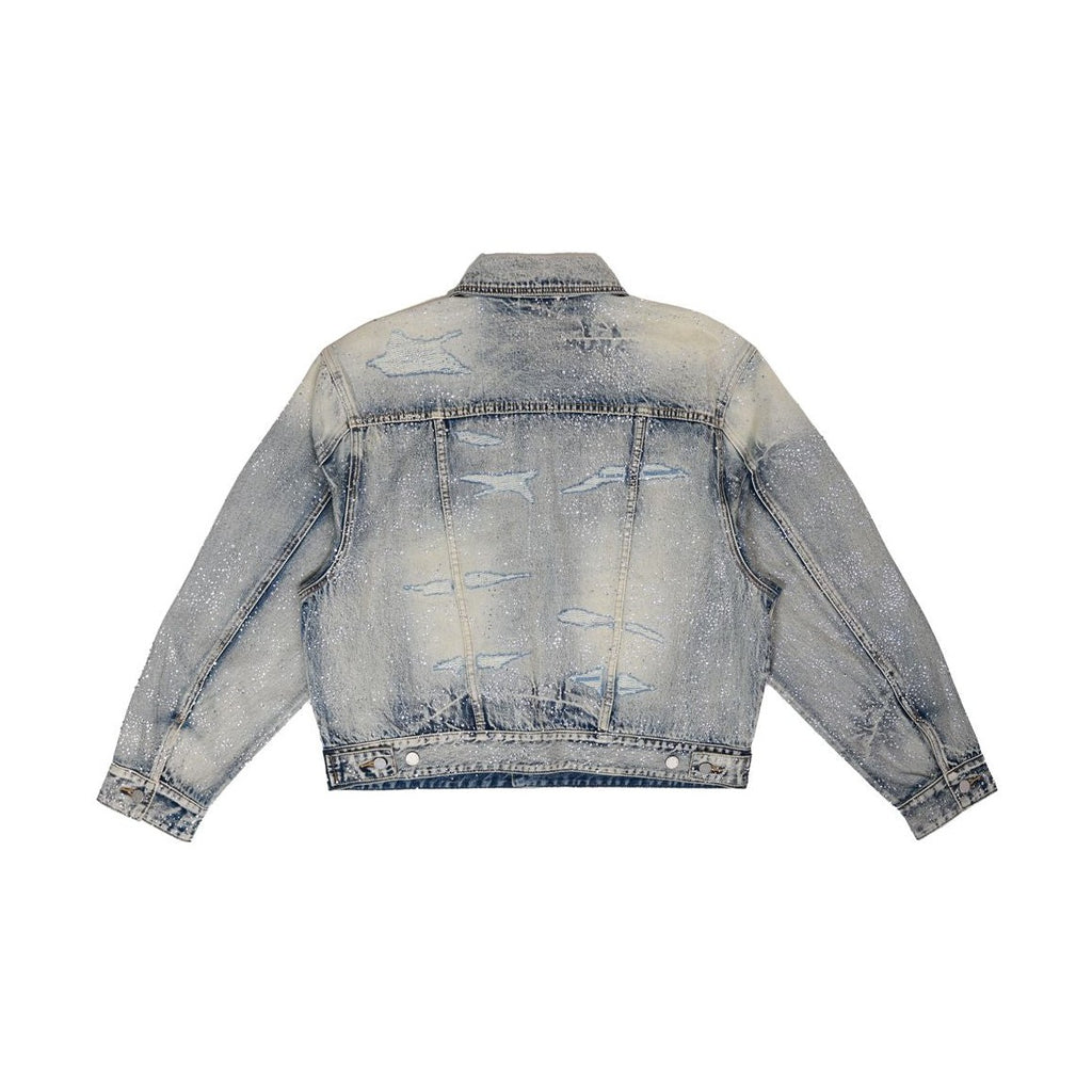 First Row ALLOVER RHINE STONE DENIM TRUCKER JACKET