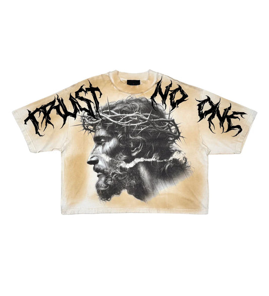 Rare Peace 'TRUST NO ONE' Oversized Cropped T-shirt