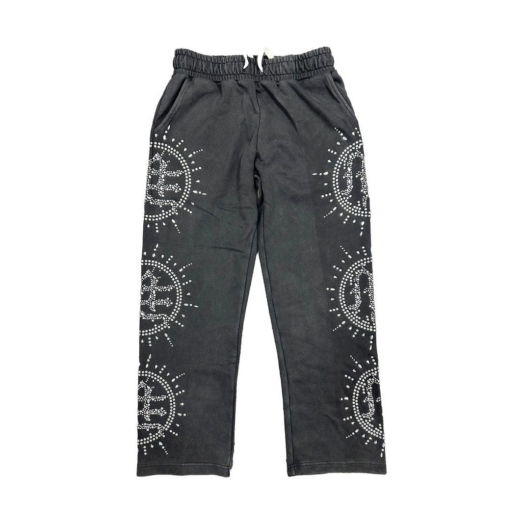 ‘Eclipse’ Grey Acid Wash Rhinestone Sweats