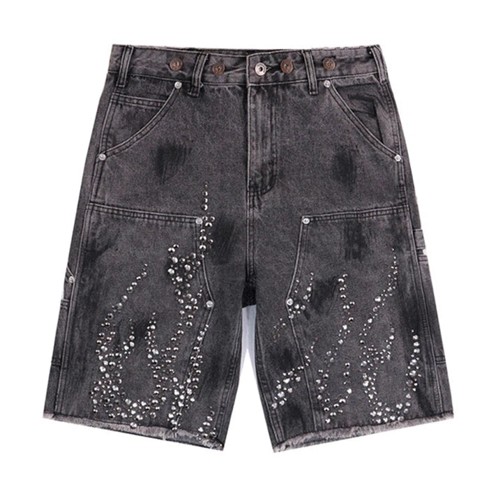 Hellstar Fire Diamond Demin Jorts Washed Black