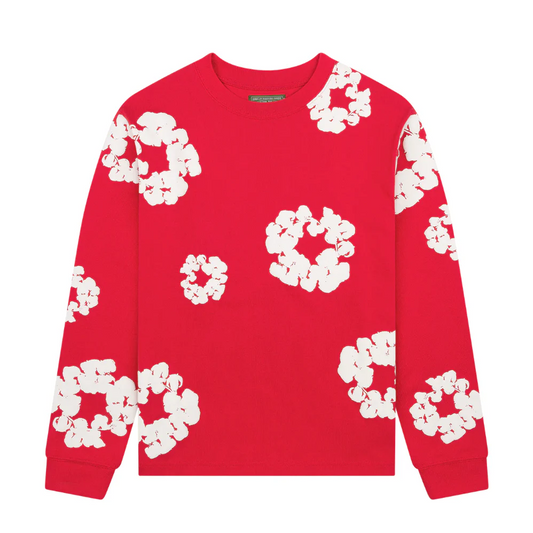 Denim Tears Long Sleeve Cotton Wreath Tee Red