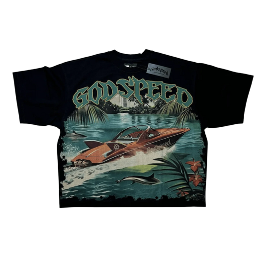Godspeed Miami Boat Tee Black